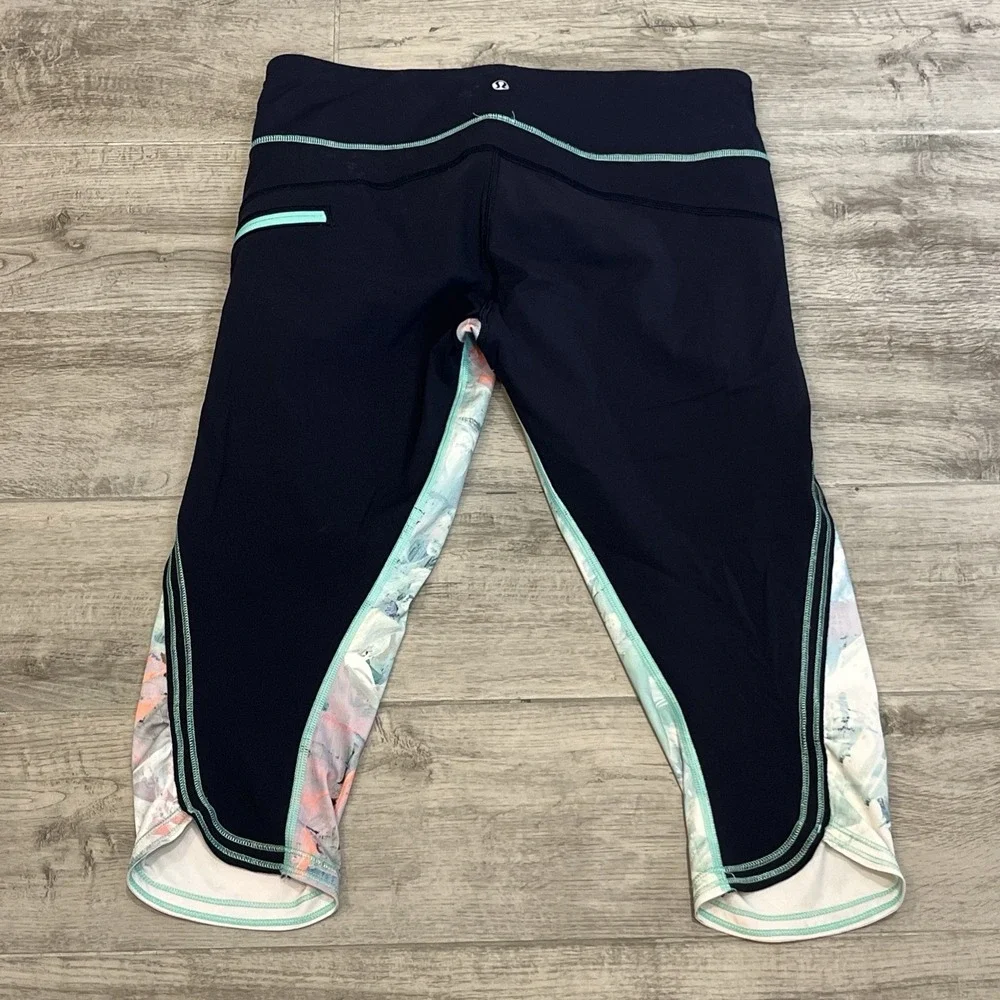 Lululemon Women's Run Top Speed Crop Leggings Blushed Illusion Size 8 EUC